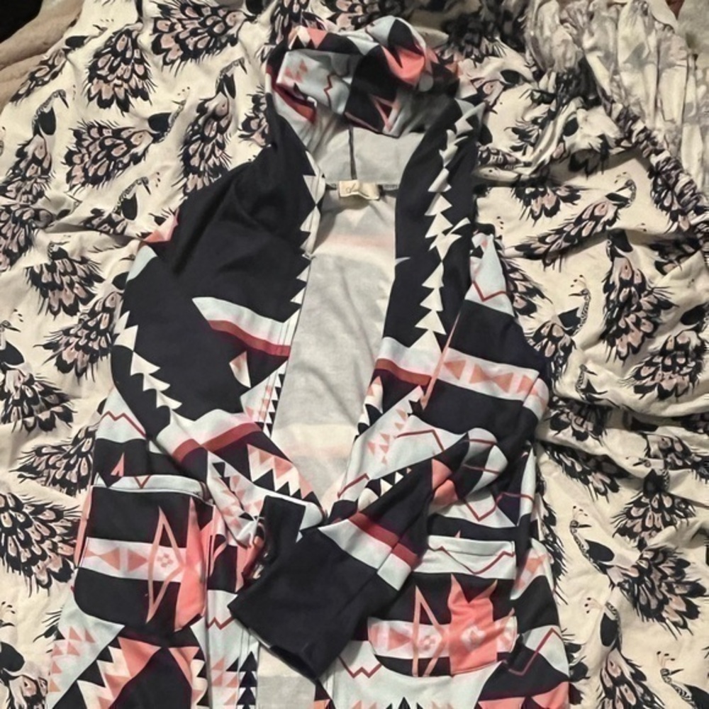 Aier Fashion Long Open Front Cardigan, size medium. 

Hoodie style,